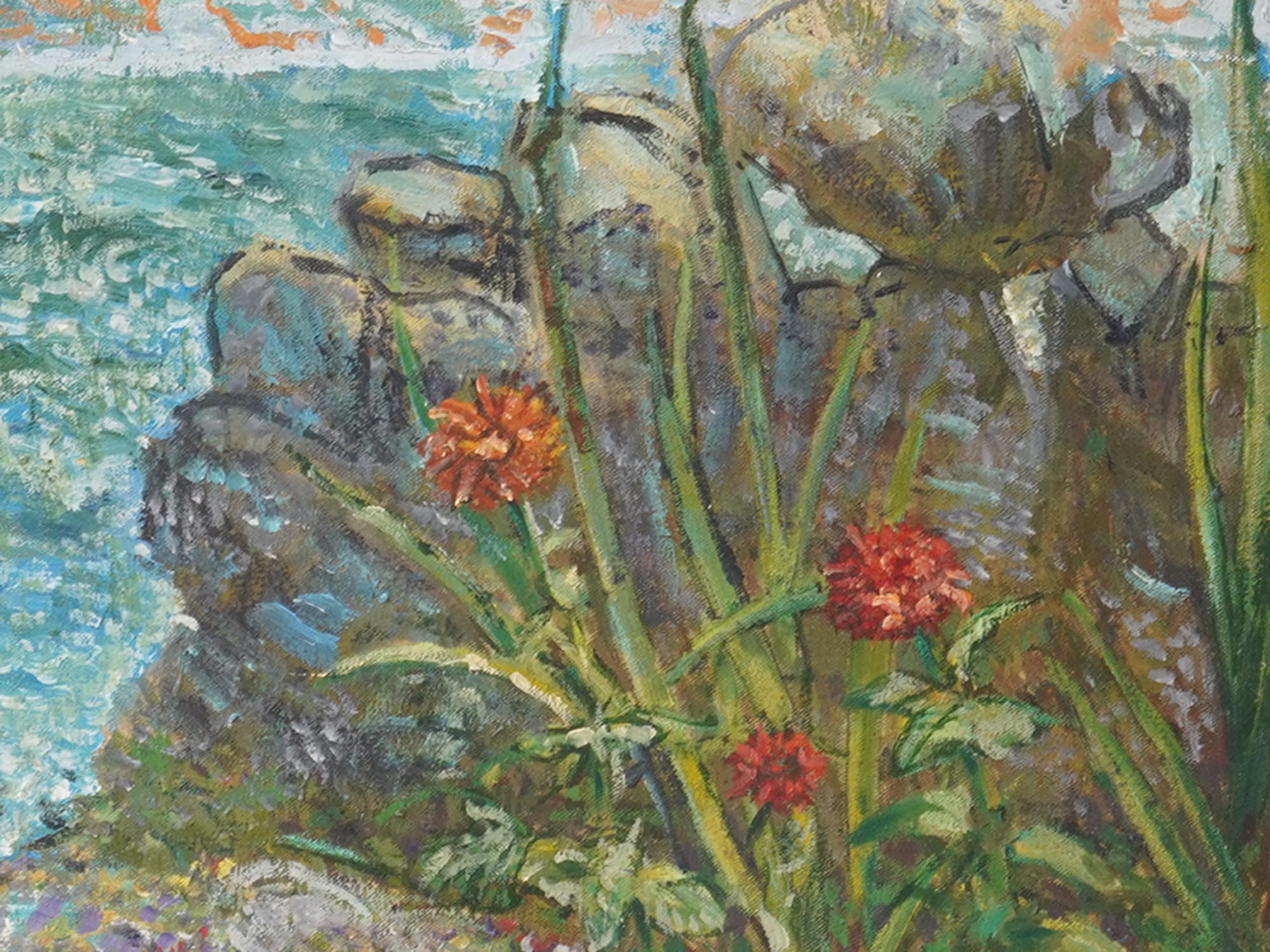 RUSSIAN PAINTING FLOWERS AND SEA BY DAVID BURLIUK PIC-1